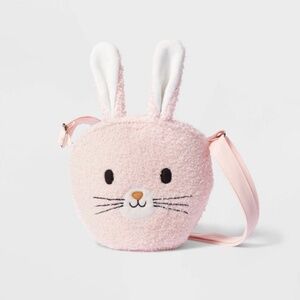 New Spritz Easter Sling Basket Crossbody Terry Fabric Bag Pink Bunny Rabbit